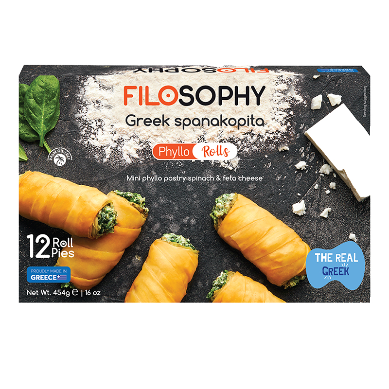 [ION112] Filosophy spanakopita (spinach & feta cheese) mini rolls 454g