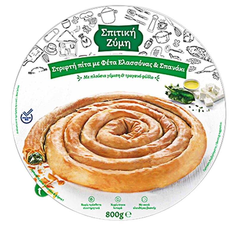 [ION0080] SPITIKI ZYMI round pie with feta & spinach Elassona 800g