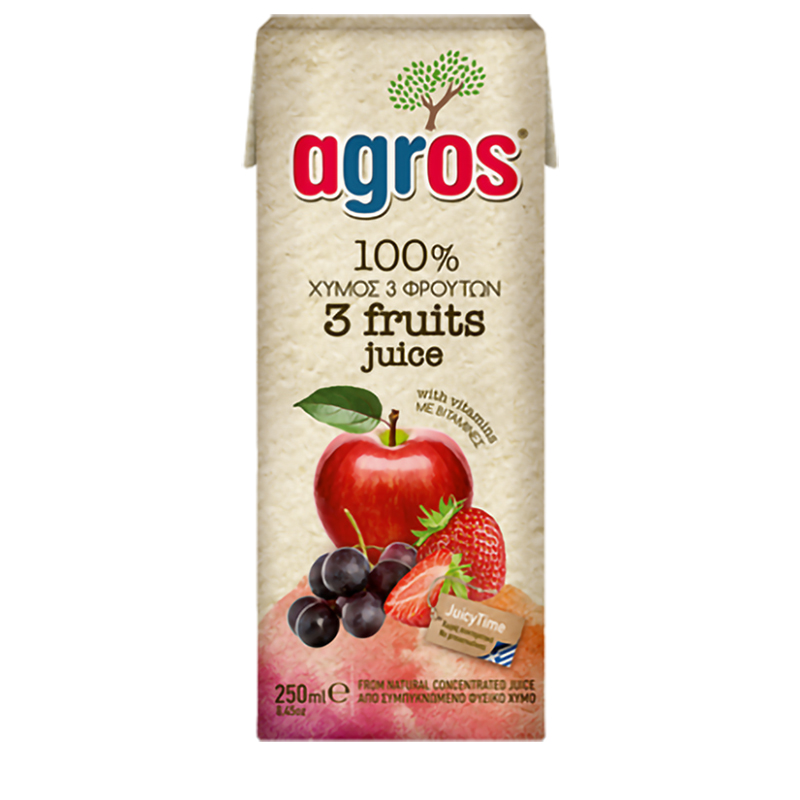 [AG019] Agros 3 fruits juice 100% 250ml
