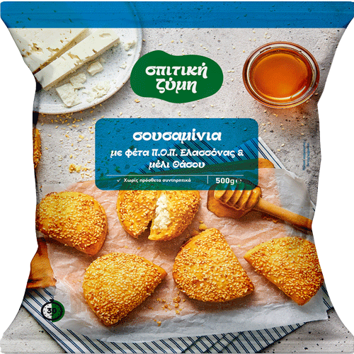 [ION106] SPITIKI ZYMI mini sesame pies with feta PDO & honey from Thassos 500g