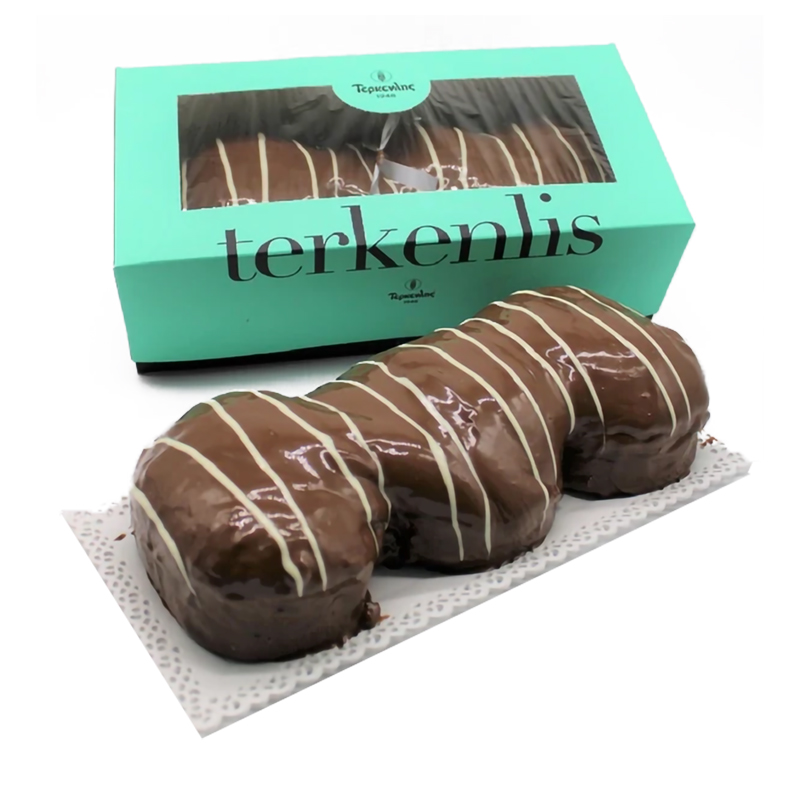 [TER038] Terkenlis Tsoureki filled with chocolate cream and dark coating (brioche) 700g