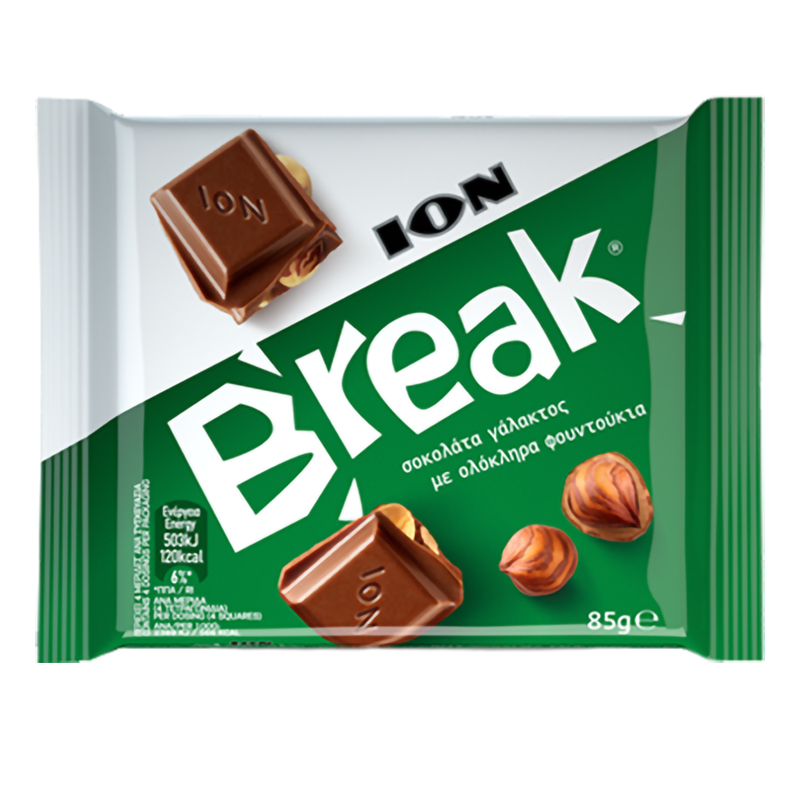 ION Break milk chocolate bar with hazelnuts 85g